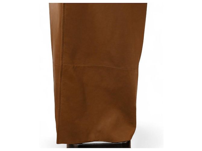 NUEVO RARO TRENCH LARGO SAINT LAURENT 740485 36 S ABRIGO DE CUERO CAMEL Camello - vista 3