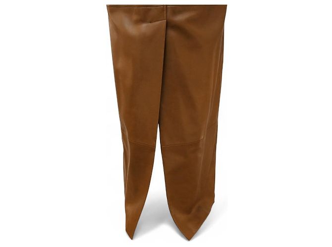 NUEVO RARO TRENCH LARGO SAINT LAURENT 740485 36 S ABRIGO DE CUERO CAMEL Camello - vista 7