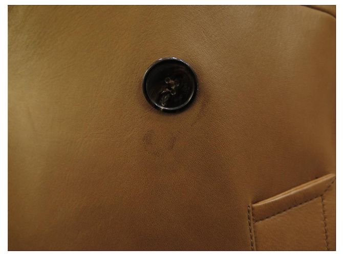 NUEVO RARO TRENCH LARGO SAINT LAURENT 740485 36 S ABRIGO DE CUERO CAMEL Camello - vista 8