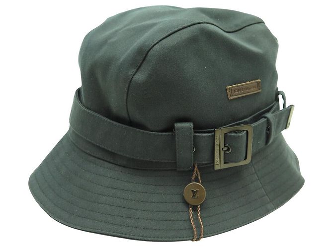NEUER LOUIS VUITTON HUT GRÖSSE 60 AUS SCHWARZEM BAUMWOLL MIT DAMIER-INNENFUTTER - Ansicht 11