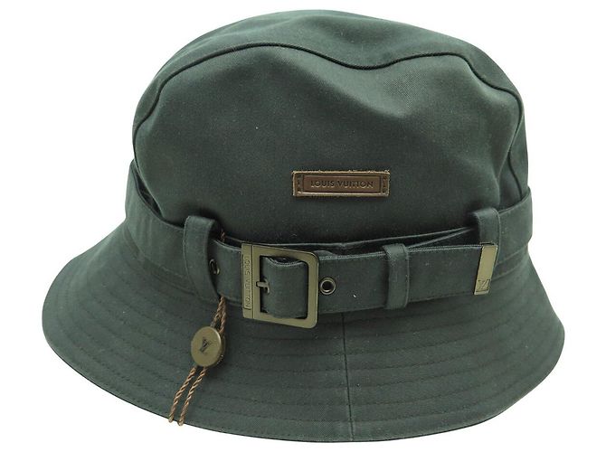 NEUER LOUIS VUITTON HUT GRÖSSE 60 AUS SCHWARZEM BAUMWOLL MIT DAMIER-INNENFUTTER - Ansicht 12