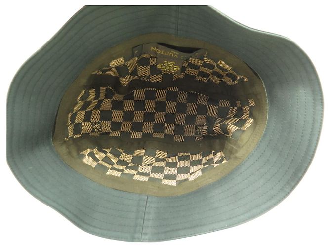 NEUER LOUIS VUITTON HUT GRÖSSE 60 AUS SCHWARZEM BAUMWOLL MIT DAMIER-INNENFUTTER - Ansicht 13