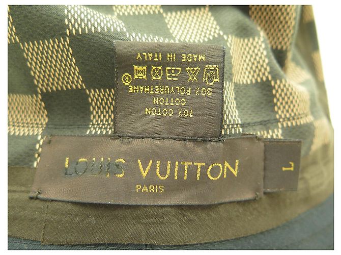 NEUER LOUIS VUITTON HUT GRÖSSE 60 AUS SCHWARZEM BAUMWOLL MIT DAMIER-INNENFUTTER - Ansicht 14