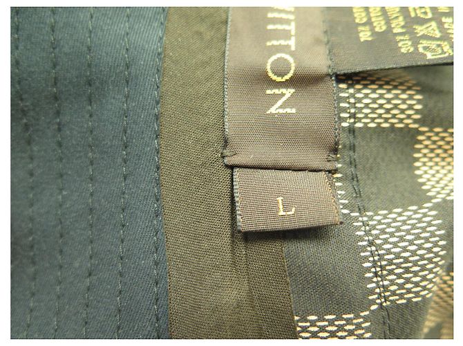 NEUER LOUIS VUITTON HUT GRÖSSE 60 AUS SCHWARZEM BAUMWOLL MIT DAMIER-INNENFUTTER - Ansicht 17