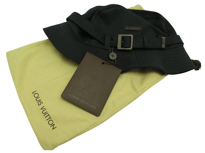 NEUER LOUIS VUITTON HUT GRÖSSE 60 AUS SCHWARZEM BAUMWOLL MIT DAMIER-INNENFUTTER - Ansicht 19