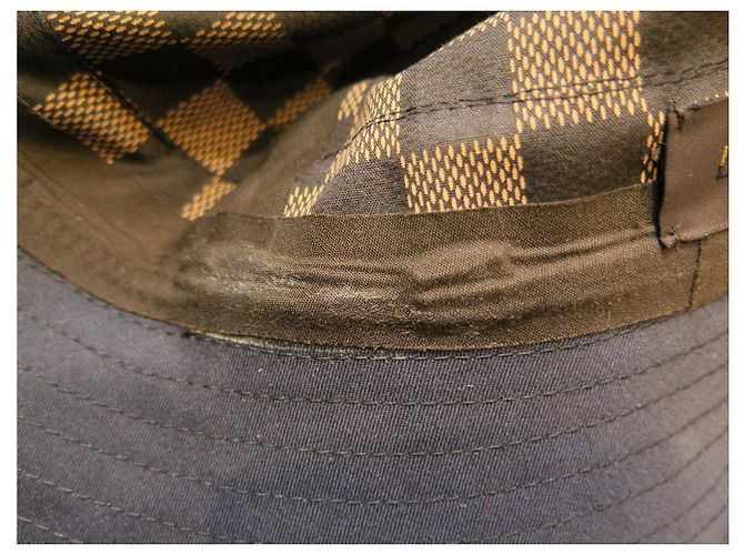 NEUER LOUIS VUITTON HUT GRÖSSE 60 AUS SCHWARZEM BAUMWOLL MIT DAMIER-INNENFUTTER - Ansicht 20