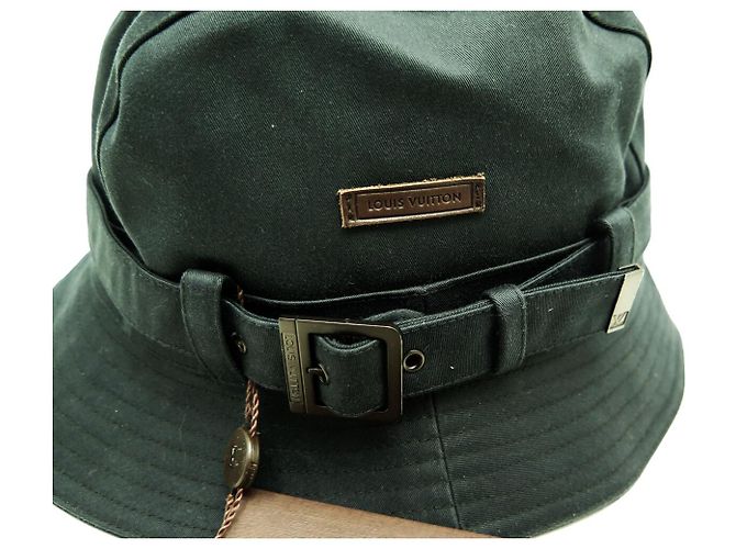 NEUER LOUIS VUITTON HUT GRÖSSE 60 AUS SCHWARZEM BAUMWOLL MIT DAMIER-INNENFUTTER - Ansicht 3
