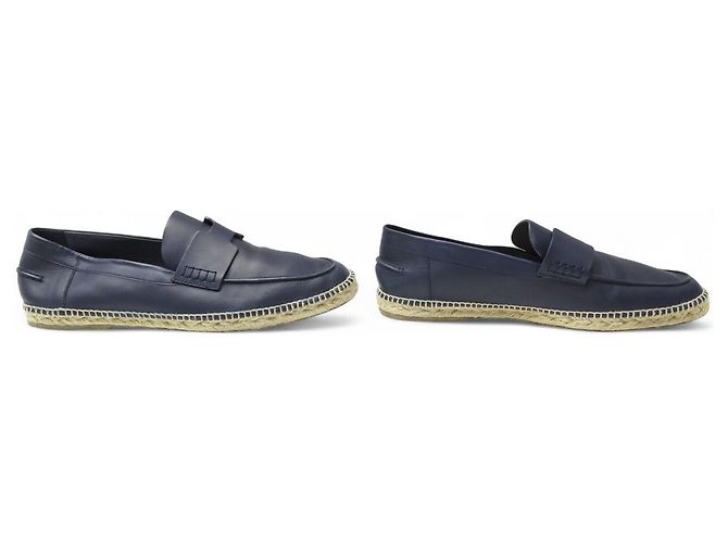 Hermès MOCASSINI ESPADRILLES HERMES TRIP 46 IN PELLE BLU Blu navy - vista 3