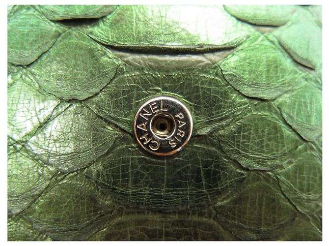 SAC A MAIN CHANEL WALLET ON CHAIN ED LIMITEE CUIR PYTHON BANDOULIERE WOC BAG Vert - vue 10