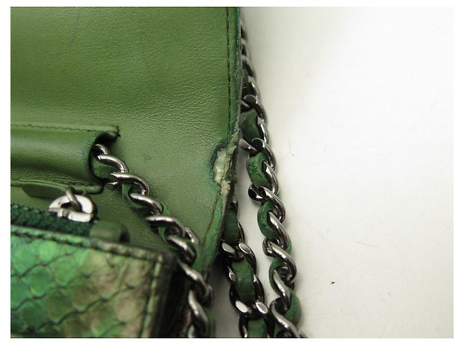 SAC A MAIN CHANEL WALLET ON CHAIN ED LIMITEE CUIR PYTHON BANDOULIERE WOC BAG Vert - vue 16