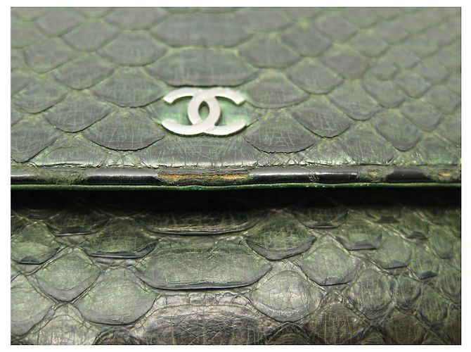 SAC A MAIN CHANEL WALLET ON CHAIN ED LIMITEE CUIR PYTHON BANDOULIERE WOC BAG Vert - vue 18