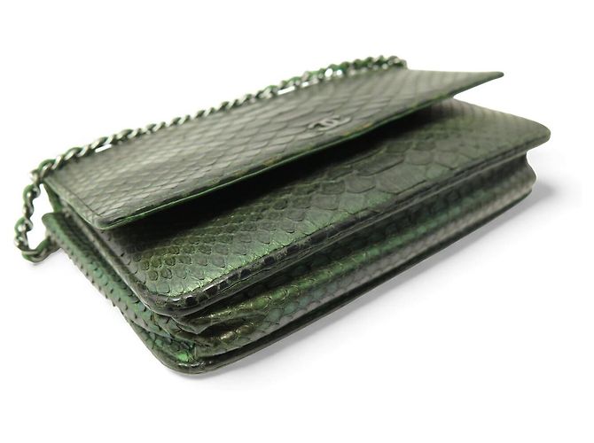 SAC A MAIN CHANEL WALLET ON CHAIN ED LIMITEE CUIR PYTHON BANDOULIERE WOC BAG Vert - vue 3