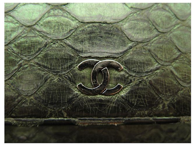 SAC A MAIN CHANEL WALLET ON CHAIN ED LIMITEE CUIR PYTHON BANDOULIERE WOC BAG Vert - vue 6