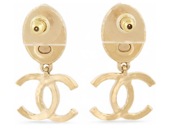NUOVE ORECCHINI CHANEL LOGO CC PENDETE PIETRE DORATE D'oro - vista 2