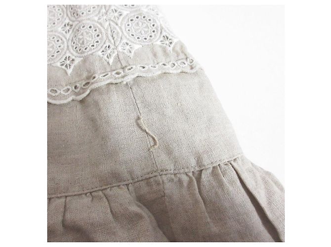 Autre Marque Sally Scott besticktes Leinenkleid Beige - Ansicht 10