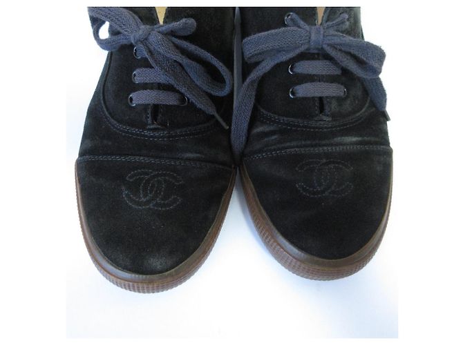 Timeless Scarpe flat in suede con lacci Chanel Coco Mark Nero - vista 15