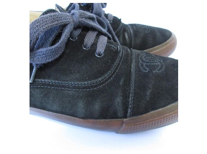 Timeless Scarpe flat in suede con lacci Chanel Coco Mark Nero - vista 16