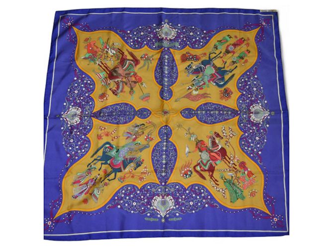 Hermès Carré 90 Seidenschal Blau - Ansicht 4
