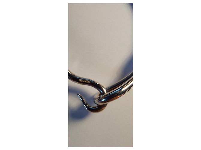 Set collana e bracciale Hermès Jumbo pelle intrecciata nera e metallo argentato Argento - vista 4