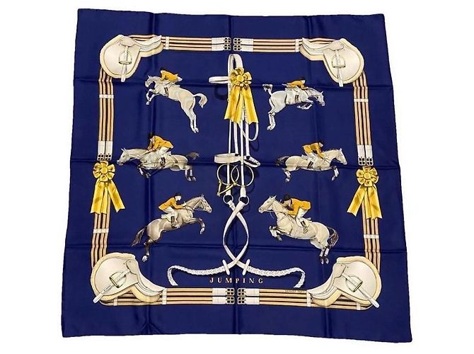 Foulard in seta 90 x 90 Hermès Blu navy - vista 2