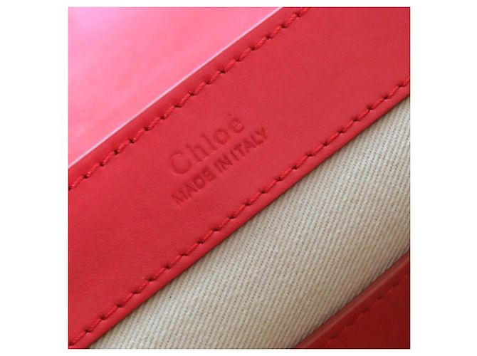 Borsa a Spalla in Pelle Suede Chloé C Logo Rosso - vista 13