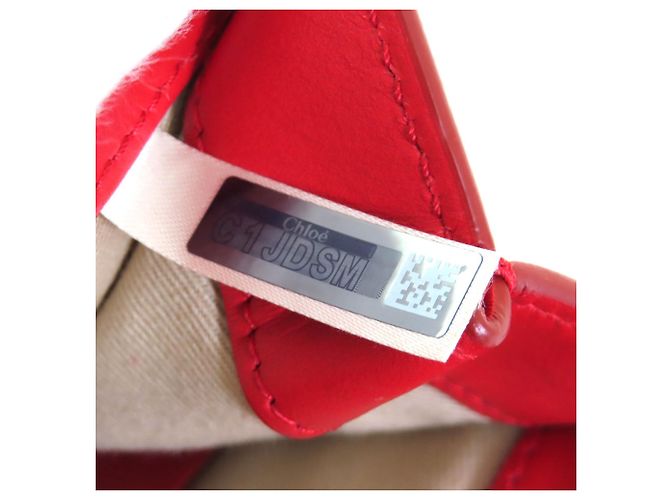 Borsa a Spalla in Pelle Suede Chloé C Logo Rosso - vista 15