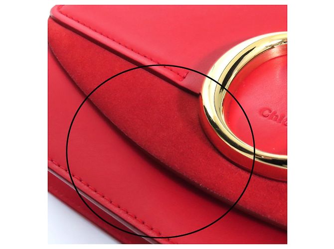 Borsa a Spalla in Pelle Suede Chloé C Logo Rosso - vista 18