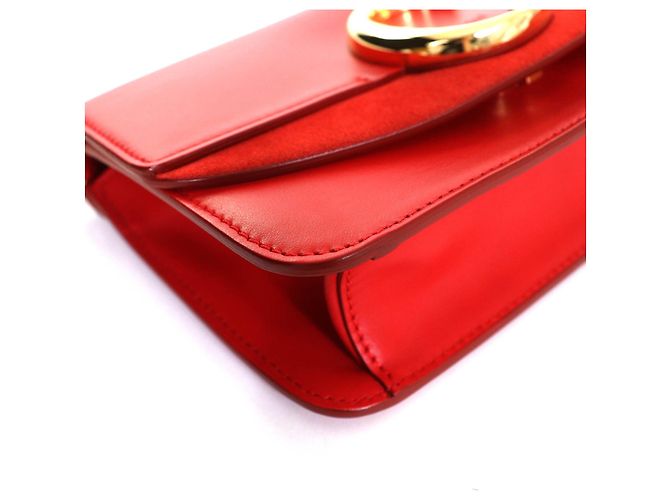 Borsa a Spalla in Pelle Suede Chloé C Logo Rosso - vista 7