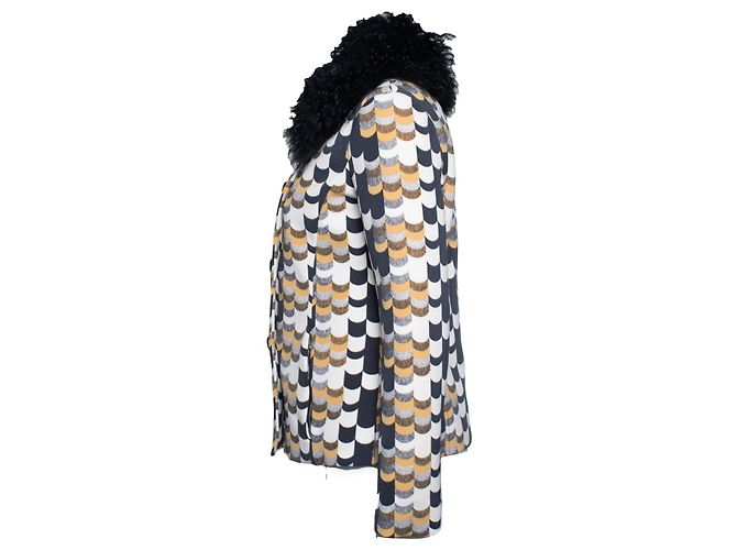 Cappotto afghano corto giallo e nero Prada F/W 2014 - vista 2
