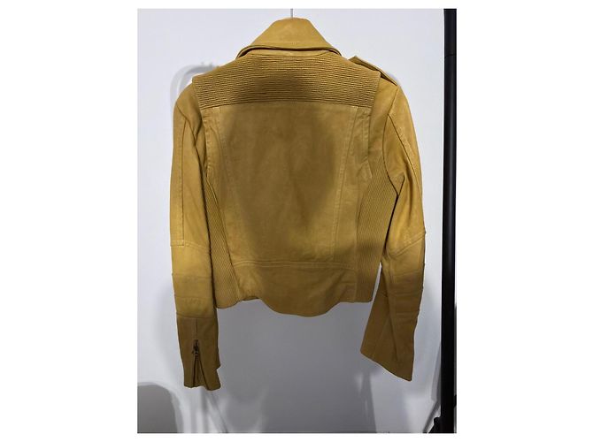 Pierre Balmain Leder Bomberjacke Gelb - Ansicht 3