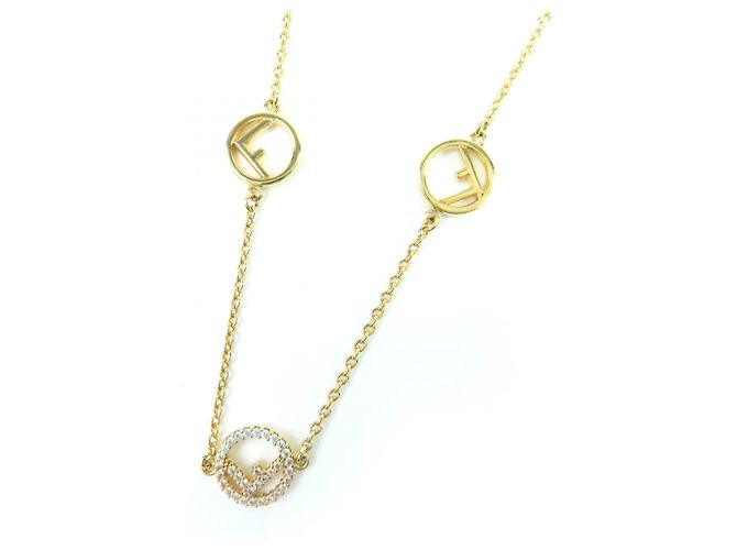 Fendi F Gold-Halskette mit Kristallen - Ansicht 4