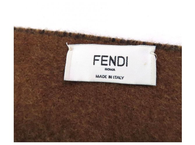 Fendi FXT252 Kaschmir-Mischung Zucca-Print Schal Braun Schwarz - Ansicht 9