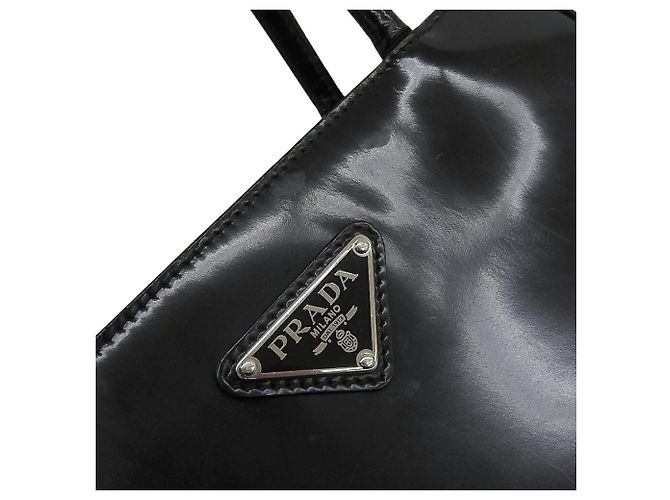 Borsa Triangle SPAZZOLATO in pelle nera di Prada Nero - vista 7