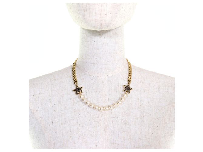 Collana choker in perle glitter Coco Mark Star di Chanel C24C Bianco D'oro - vista 2