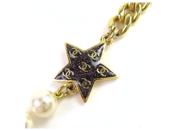 Collana choker in perle glitter Coco Mark Star di Chanel C24C Bianco D'oro - vista 3