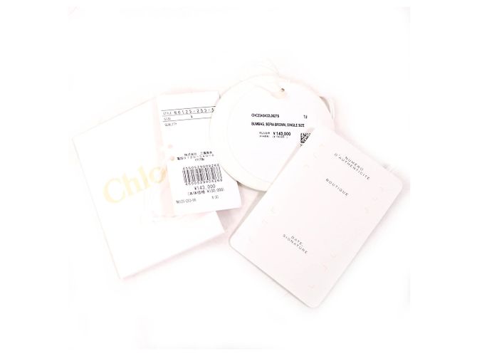 Borsa Pouch Chloé WOODY in Lino e Pelle Marrone Beige - vista 15