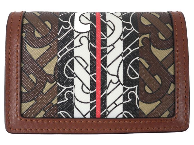 Billetera compacta con cadena Burberry TB con estampado total Castaño - vista 2