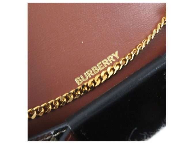 Billetera compacta con cadena Burberry TB con estampado total Castaño - vista 8