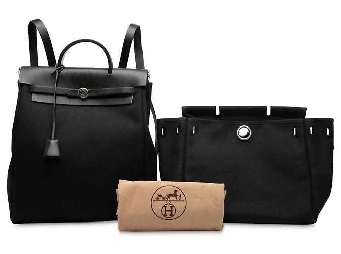Hermès Schwarzer Toile Herbag GM Rucksack - Ansicht 8