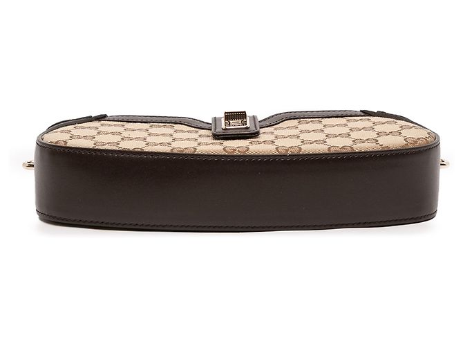 Borsa a spalla Gucci Mini GG Supreme Moon Side Web marrone Beige - vista 3