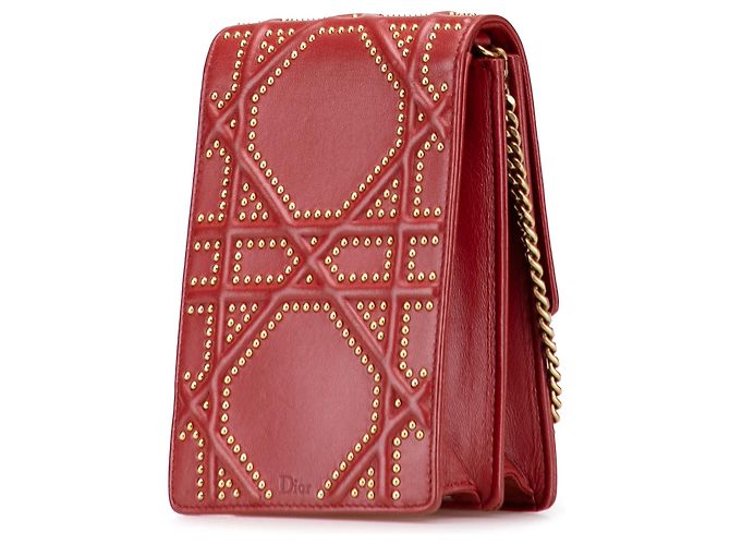Dior Crossbody Vertical Diorama in agnello rosso con borchie - vista 2