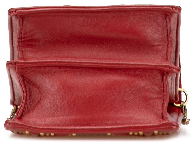 Dior Crossbody Vertical Diorama in agnello rosso con borchie - vista 3