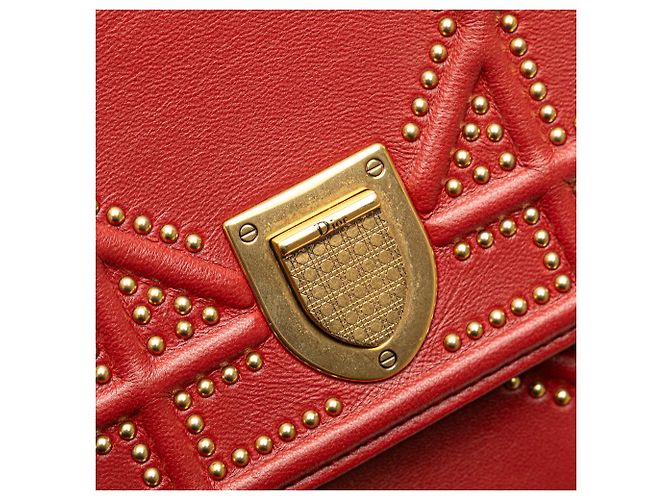 Dior Crossbody Vertical Diorama in agnello rosso con borchie - vista 8