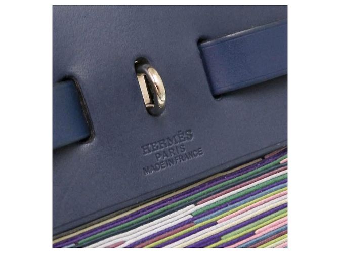 Hermès Borsa HERMES 2WAY Herbag PM in pelle Vibrato Towar Officier Blu Metallo Argento - vista 2