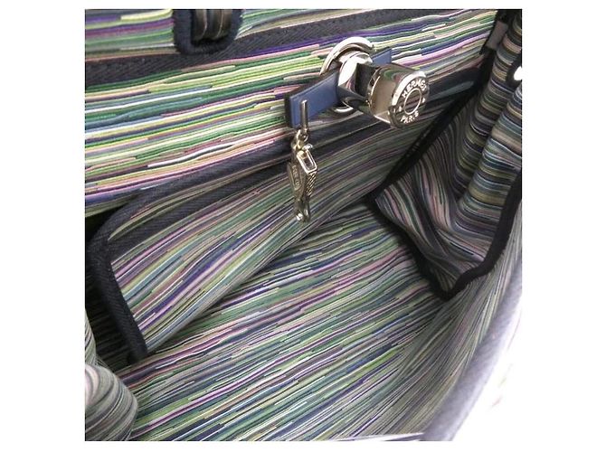 Hermès Borsa HERMES 2WAY Herbag PM in pelle Vibrato Towar Officier Blu Metallo Argento - vista 3