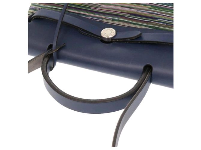 Hermès Borsa HERMES 2WAY Herbag PM in pelle Vibrato Towar Officier Blu Metallo Argento - vista 5