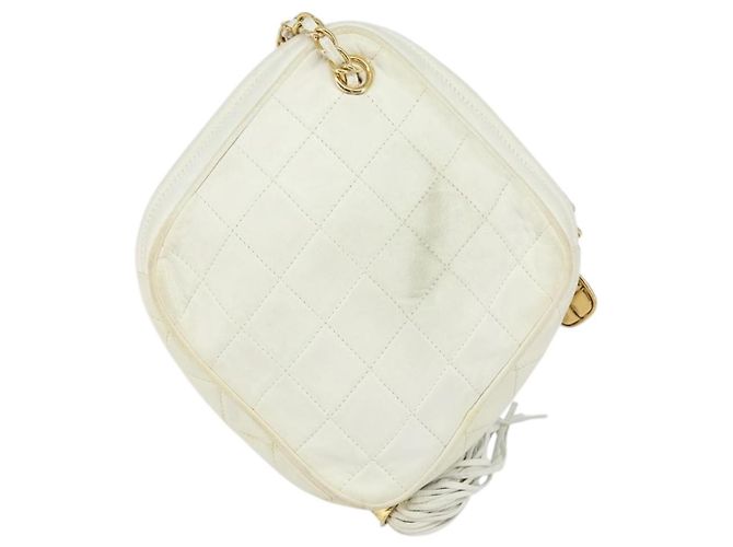 Chanel Vintage Diamond Tassel Quilted Lambskin Small Bianco - vista 2
