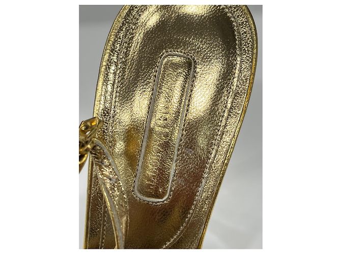 Sandali Cesare Paciotti in pelle oro con applicazione fiore D'oro - vista 2
