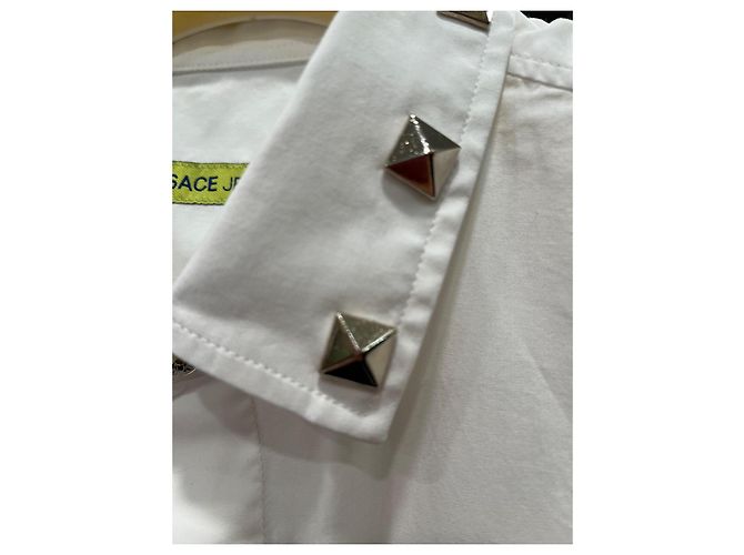 Camicia Versace Jeans Couture in cotone bianco con borchie - vista 3