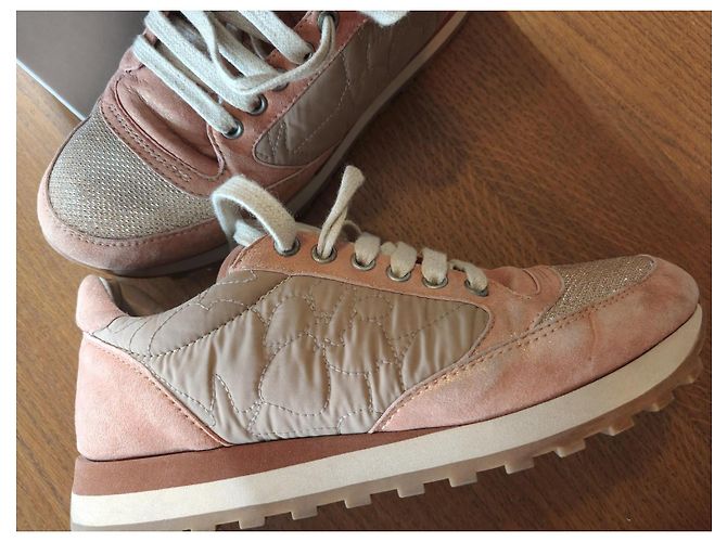 Sneakers Brunello Cucinelli in pelle Salmone Beige Oro Arancione - vista 12